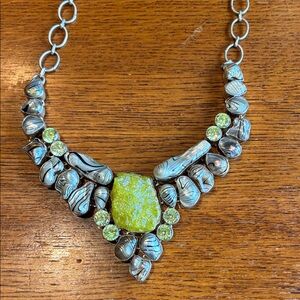 Chic Silver and Yellow Statement Necklace